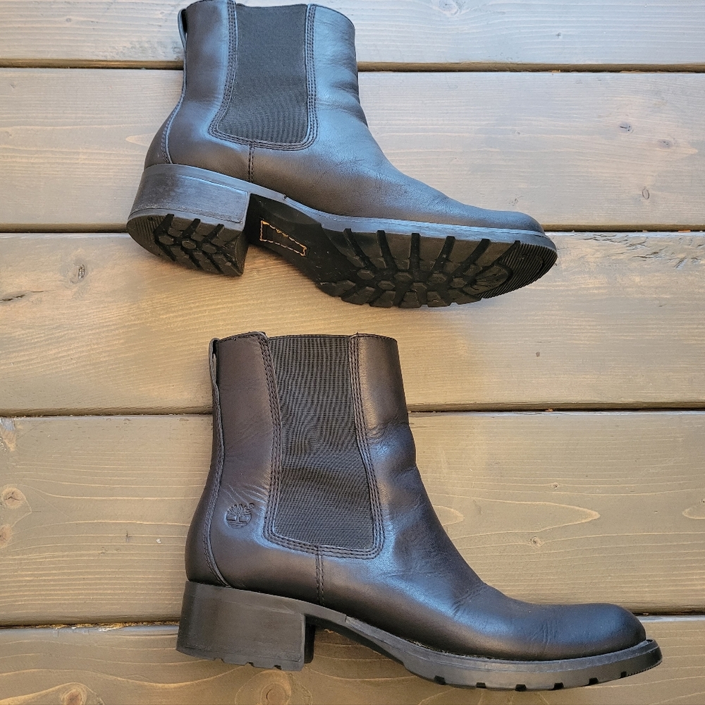 Timberland comfort black leather boots size 10